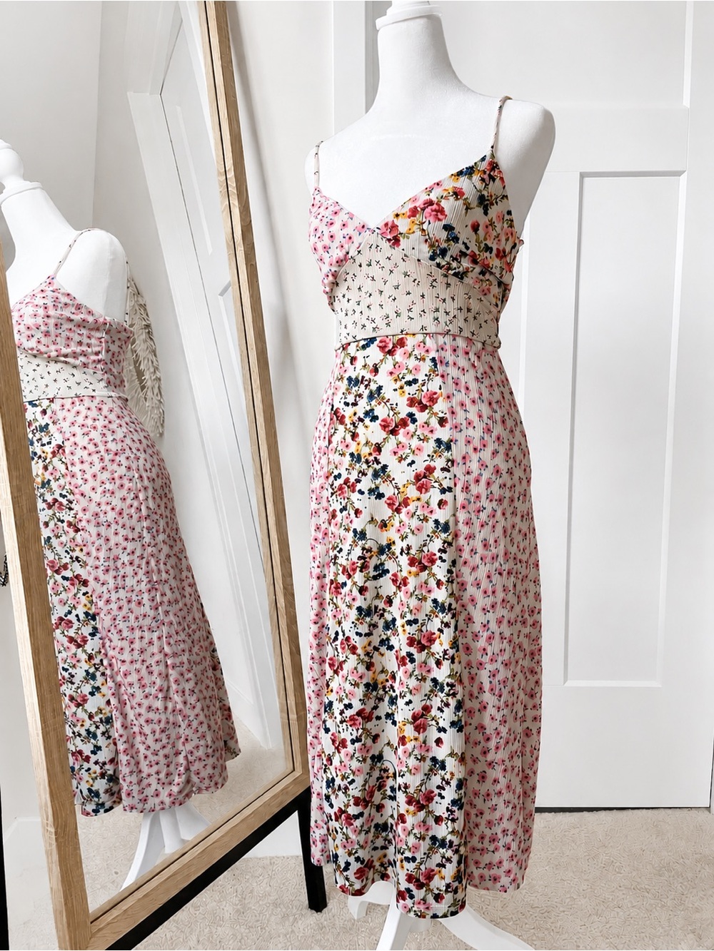 Zara Floral Patchwork Cami Midi Dress Cottagecore